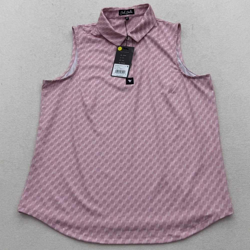 Bad Birdie Core Polo SL Women L Geo Chip Petaluma Sleeveless Golf Shirt Tank - Picture 2 of 4